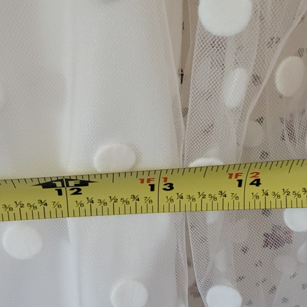 Sexy white polk-a-dot cocktail dress  w/ sheer sleeves. Size L.(8/10). New - Picture 6 of 14